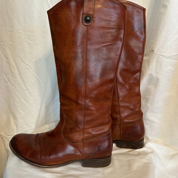 Frye Brown Leather Wide Calf Melissa Boots - Size 11 - Picture 1 of 8